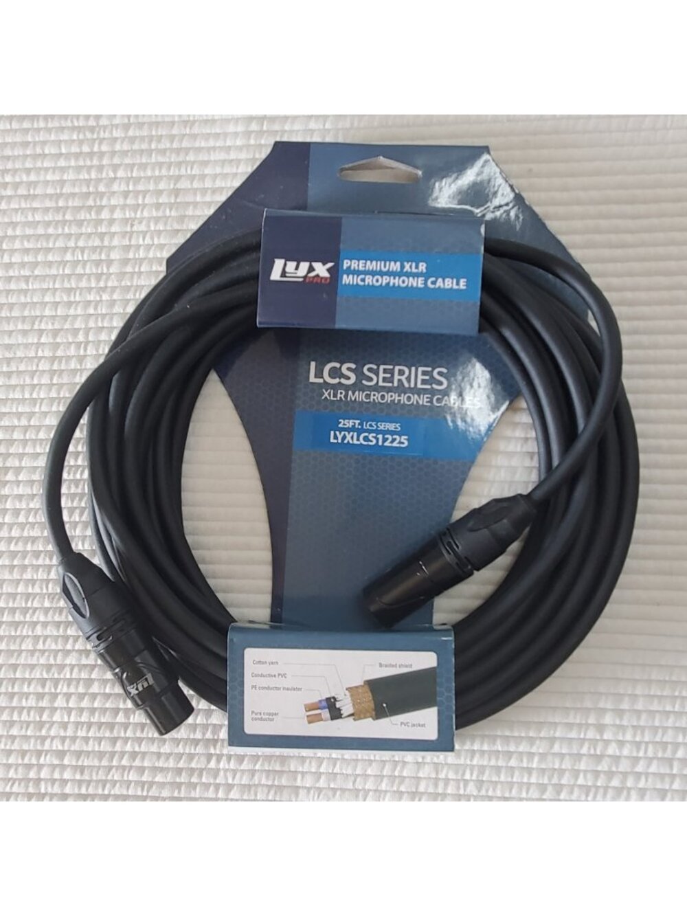 Lyx Premium XLR Microphone Cable LCS Series 25ft LYXLCS1225 New In Package 2014